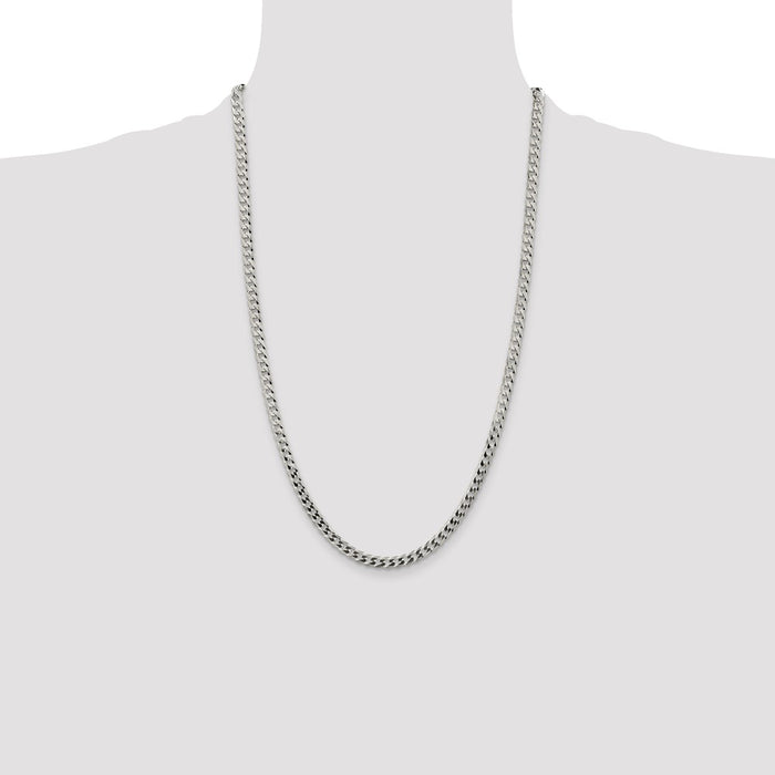 High-Quality Sterling Silver 4.7mm Flat Curb Link Chain - Stylish Value!-4