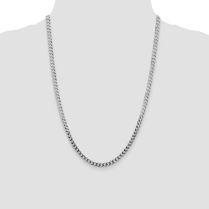 Buy Stylish Rhodium-Plated Sterling Silver 4.7mm Flat Curb Chain - Affordable Price-4