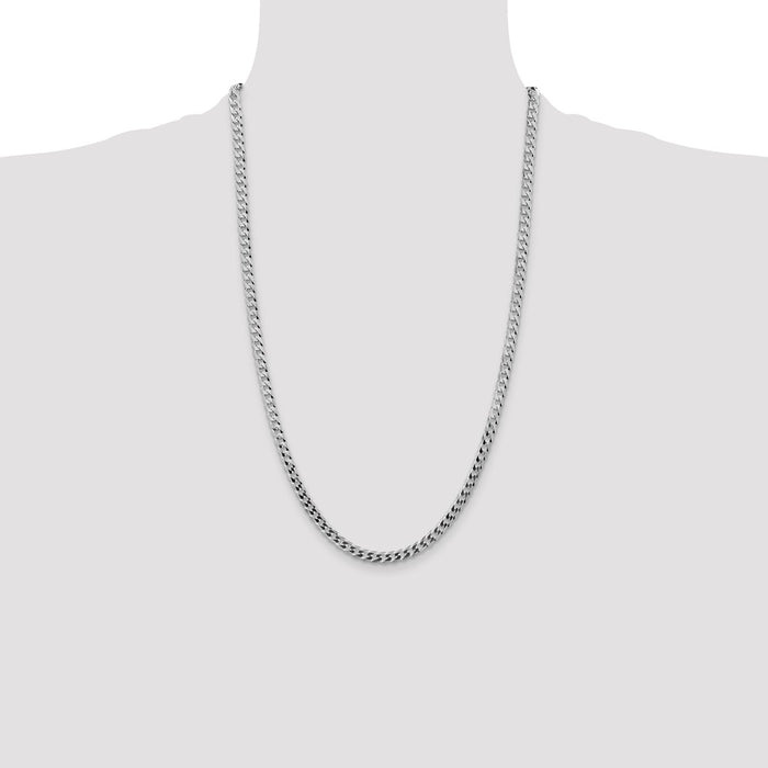 High-Quality Rhodium-Plated Sterling Silver 4.7mm Curb Chain - Stylish Value!-4