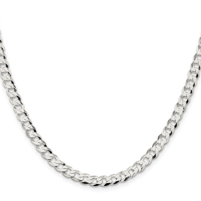 Buy 5.75mm Sterling Silver Flat Curb Chain - Stylish & Affordable Jewelry!-2