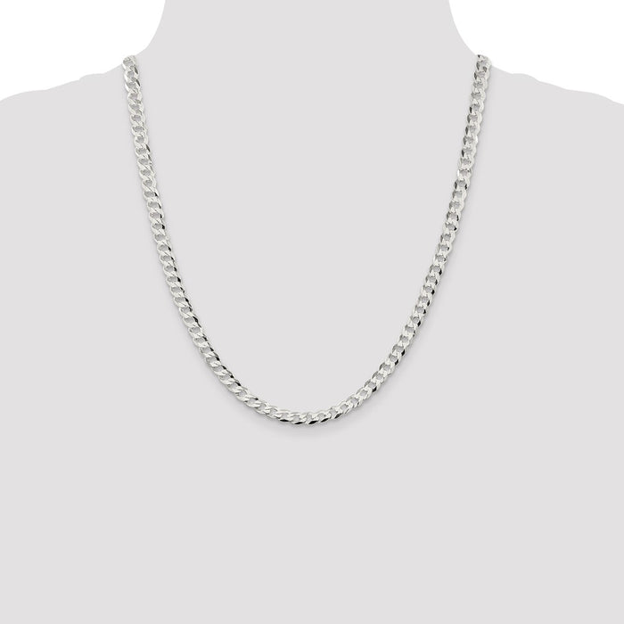 Buy 5.75mm Sterling Silver Flat Curb Chain - Stylish & Affordable Jewelry!-4