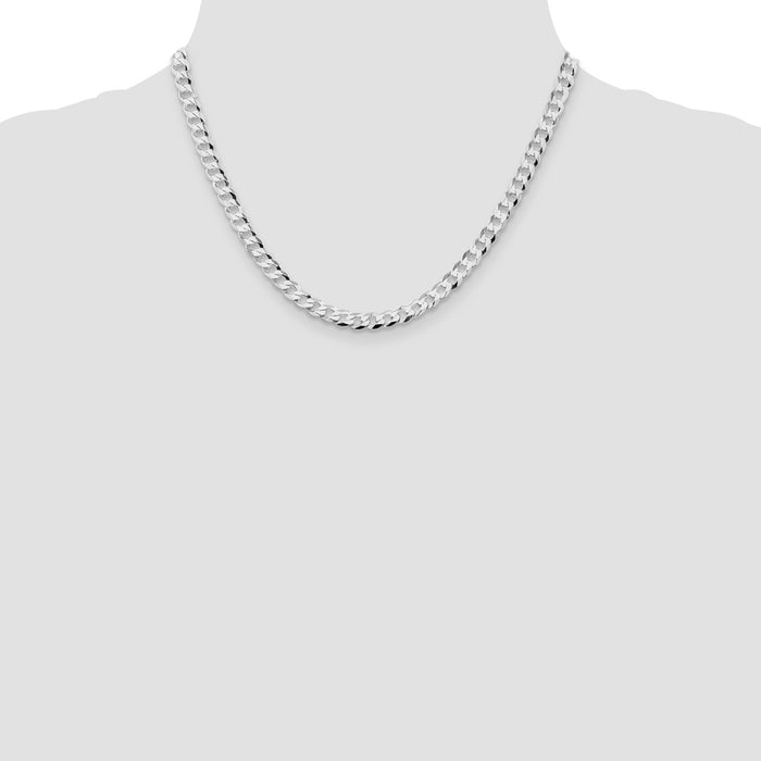 Exclusive Rhodium-Plated Sterling Silver 5.75mm Flat Curb Chain - Luxury Value-4