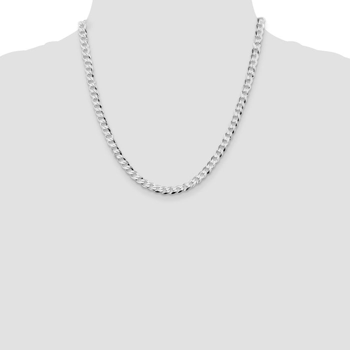 Buy Stylish Rhodium-Plated Sterling Silver 5.75mm Flat Curb Chain-4