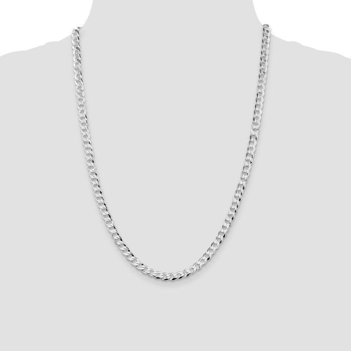 Exclusive Rhodium-Plated Sterling Silver 5.75mm Curb Chain - Stylish Value-4