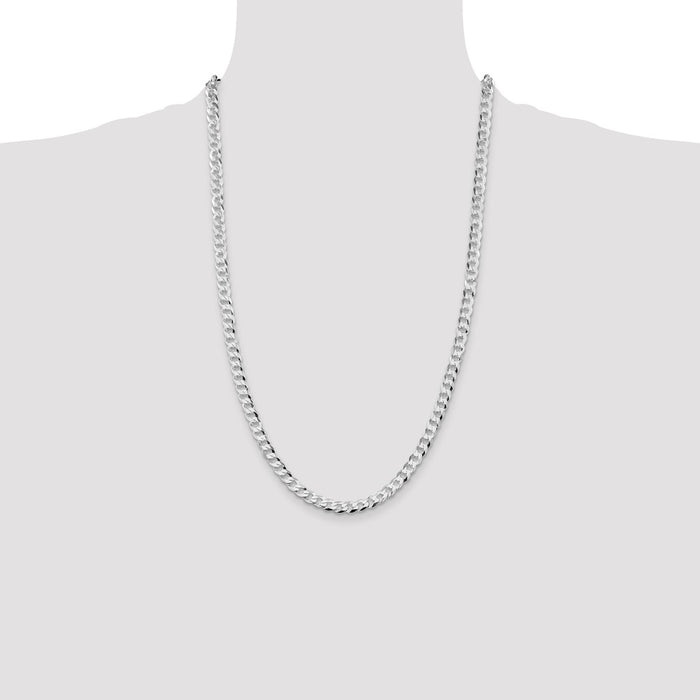 Buy Stylish Rhodium-Plated Sterling Silver 5.75mm Flat Curb Chain - Luxury Value-4