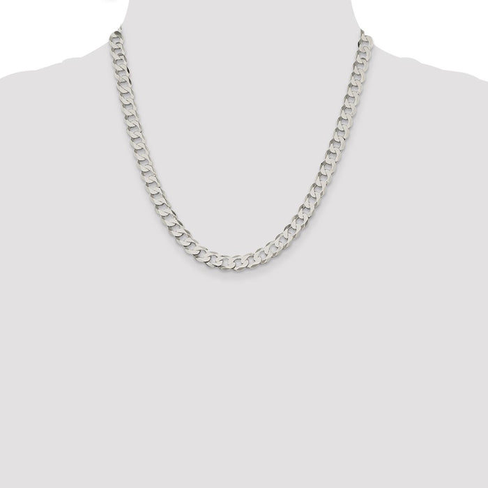 High-Quality 7.5mm Flat Curb Chain in Sterling Silver - Stylish Value Piece-4