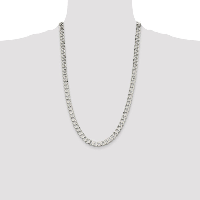 Buy 7.5mm Sterling Silver Flat Curb Chain | Stylish & Affordable Jewelry-4