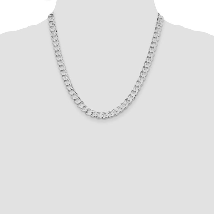 Exclusive Rhodium-Plated Sterling Silver 7.5mm Flat Curb Chain - Stylish Value-4