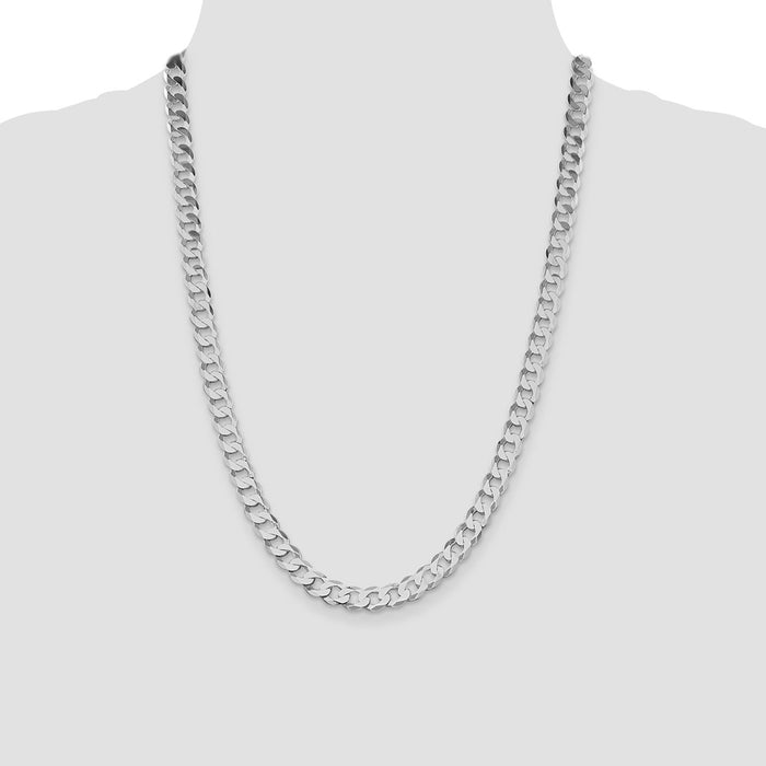 Buy Stylish Rhodium-Plated Sterling Silver 7.5mm Flat Curb Chain - Affordable Elegance-4