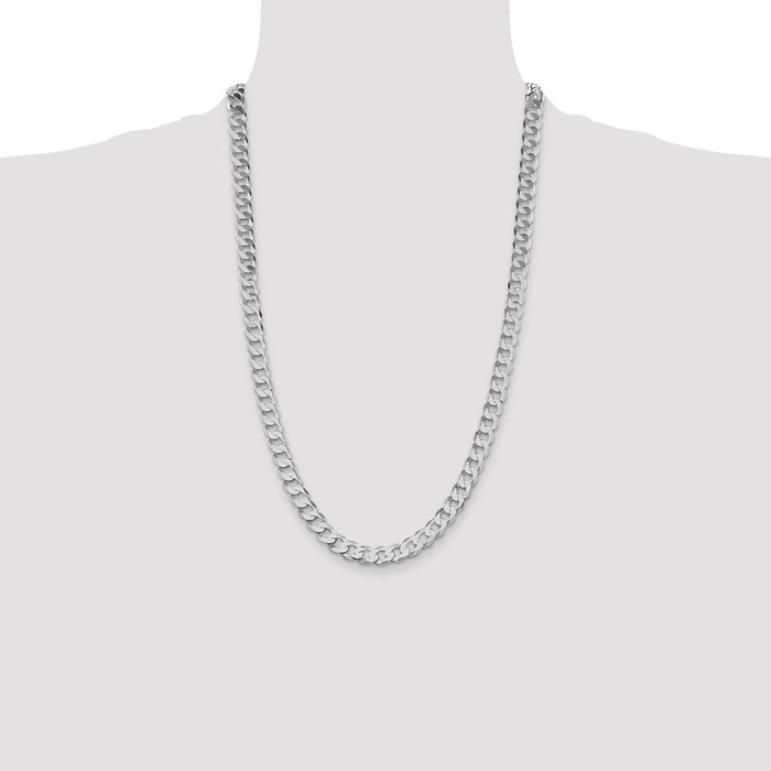 Buy Stylish Rhodium-Plated Sterling Silver Flat Curb Chain 7.5mm - Affordable Luxury!-4