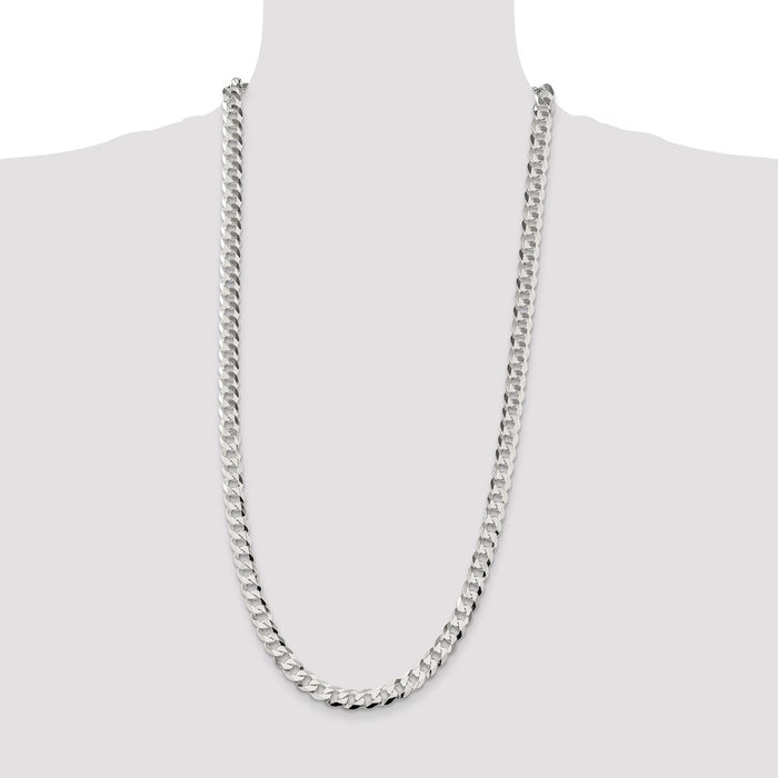 High-Quality 8.5mm Flat Curb Chain in Sterling Silver | Stylish & Affordable-4