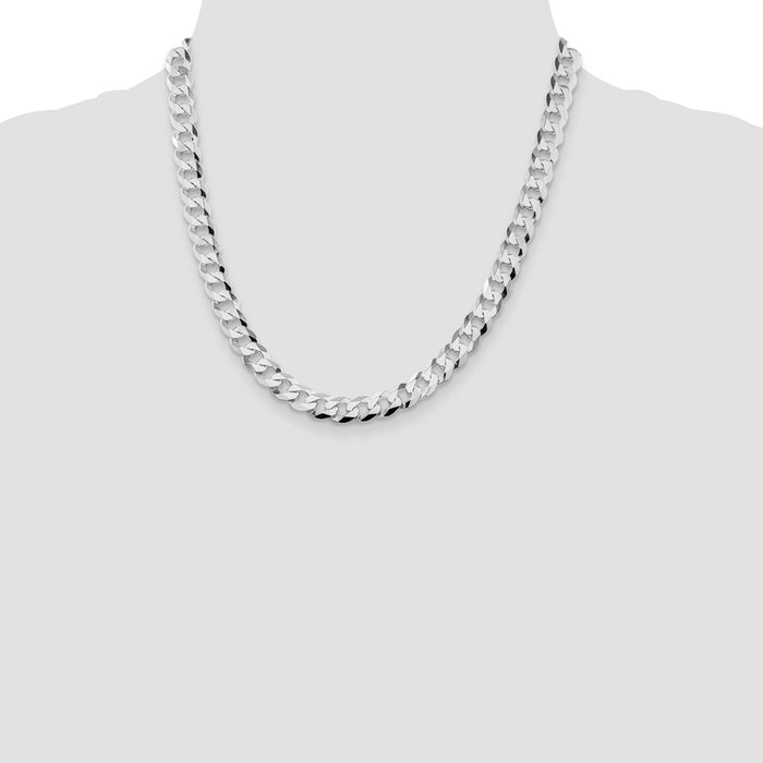 Buy Luxury Rhodium-Plated Sterling Silver 8.5mm Flat Curb Chain - Value Design-4