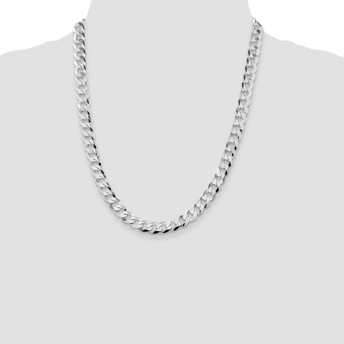 Buy Stylish Rhodium-Plated Sterling Silver 8.5mm Flat Curb Chain-4