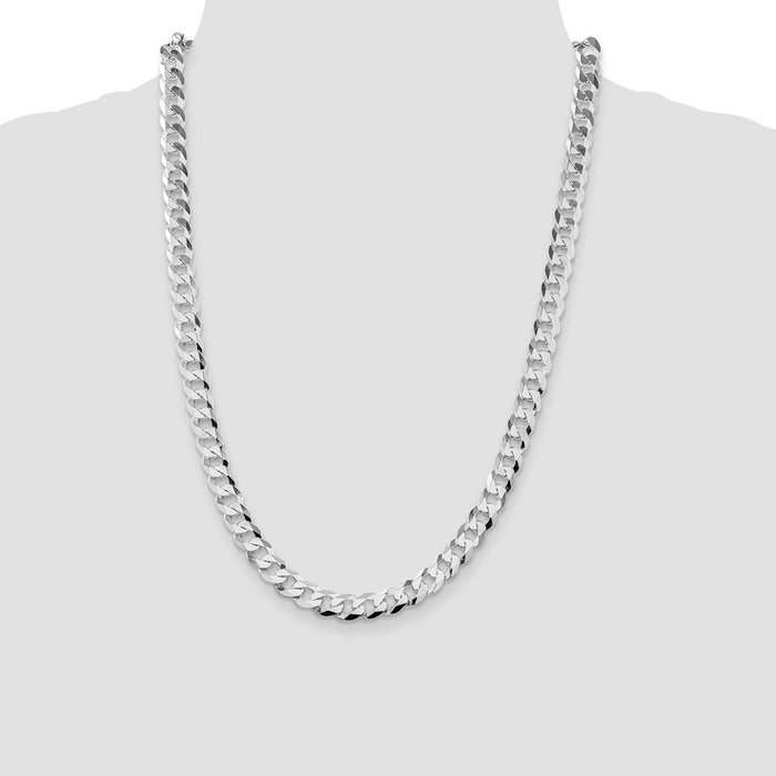 Buy Stylish 8.5mm Rhodium-Plated Sterling Silver Flat Curb Chain | Luxury Value-4