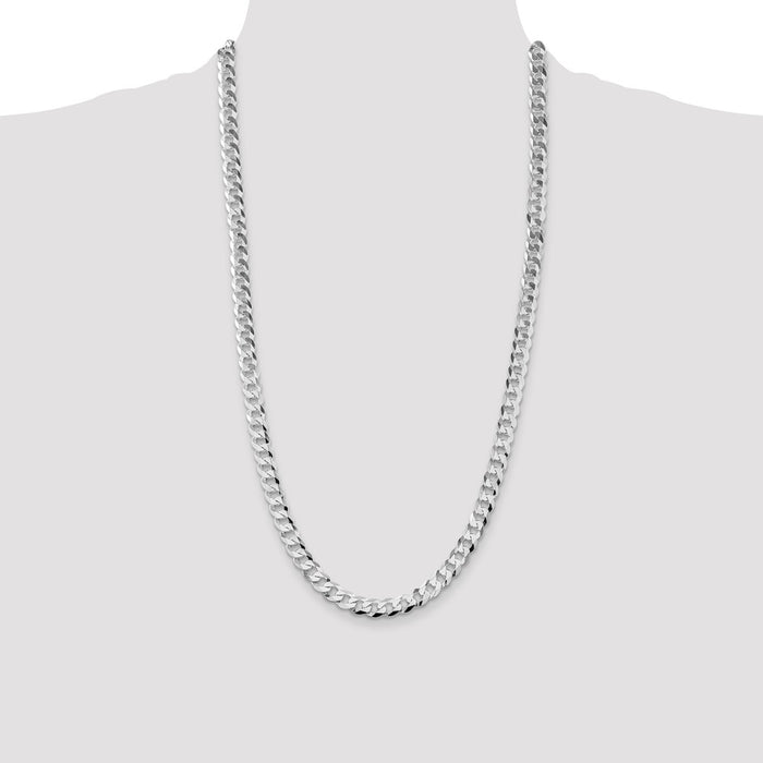 Buy Stylish 8.5mm Rhodium-Plated Sterling Silver Flat Curb Chain - Luxury Value!-4
