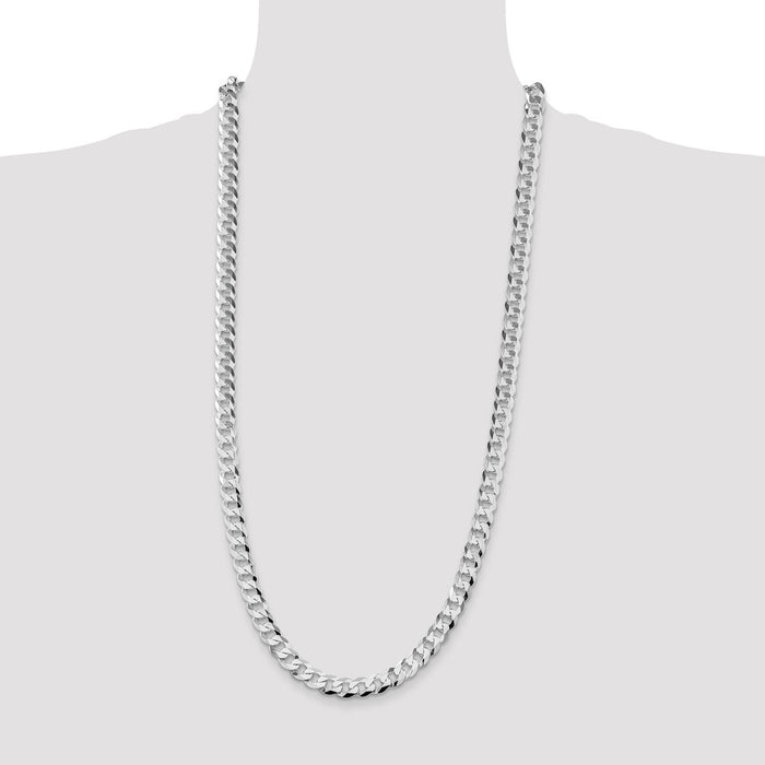High-quality Rhodium-Plated Sterling Silver 8.5mm Curb Chain - Stylish Value!-4
