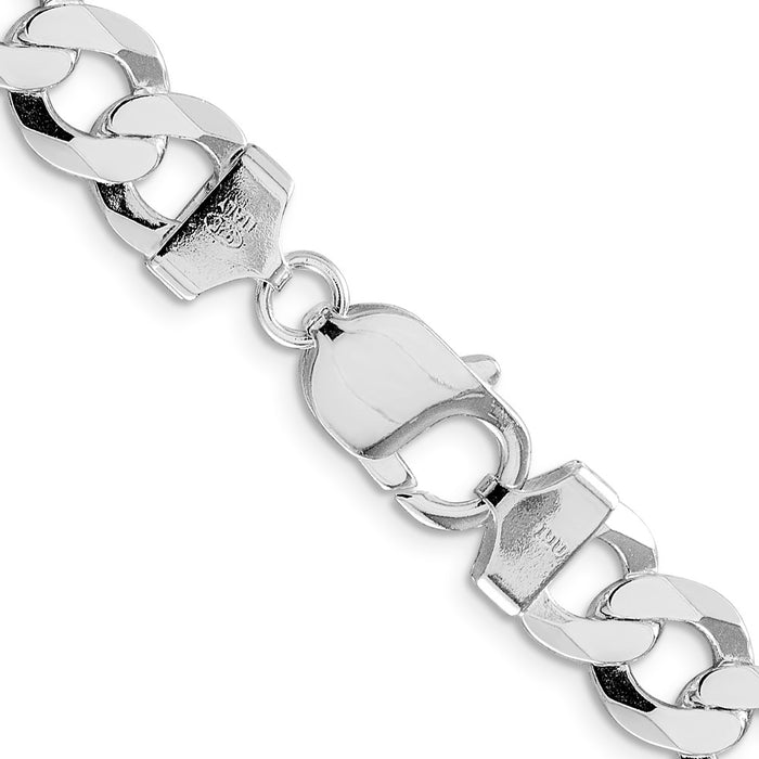Buy Stylish 9.75mm Rhodium-Plated Sterling Silver Flat Curb Chain - Luxury Value-3