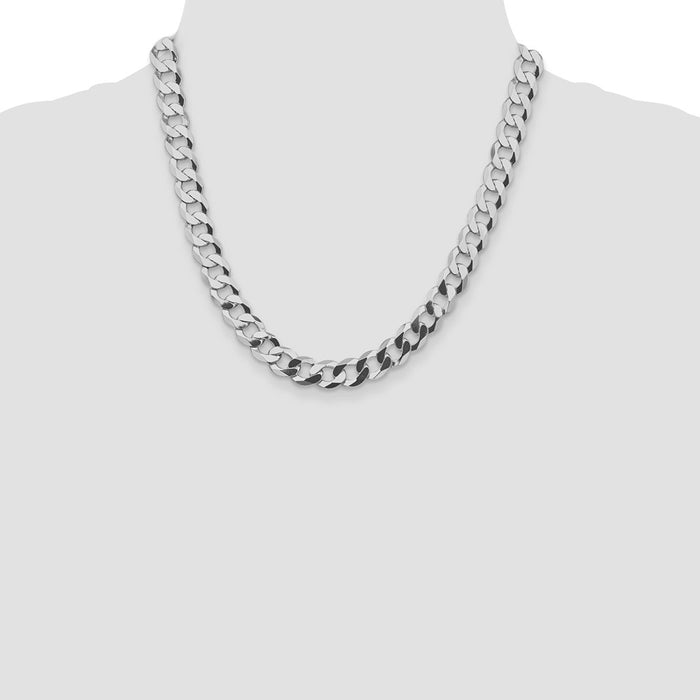 Buy Stylish 9.75mm Rhodium-Plated Sterling Silver Flat Curb Chain | Value Jewelry-4
