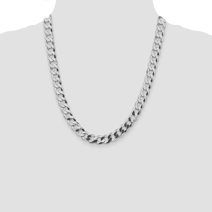 Buy High-Quality Rhodium-Plated Sterling Silver 9.75mm Flat Curb Chain - Stylish Value!-4