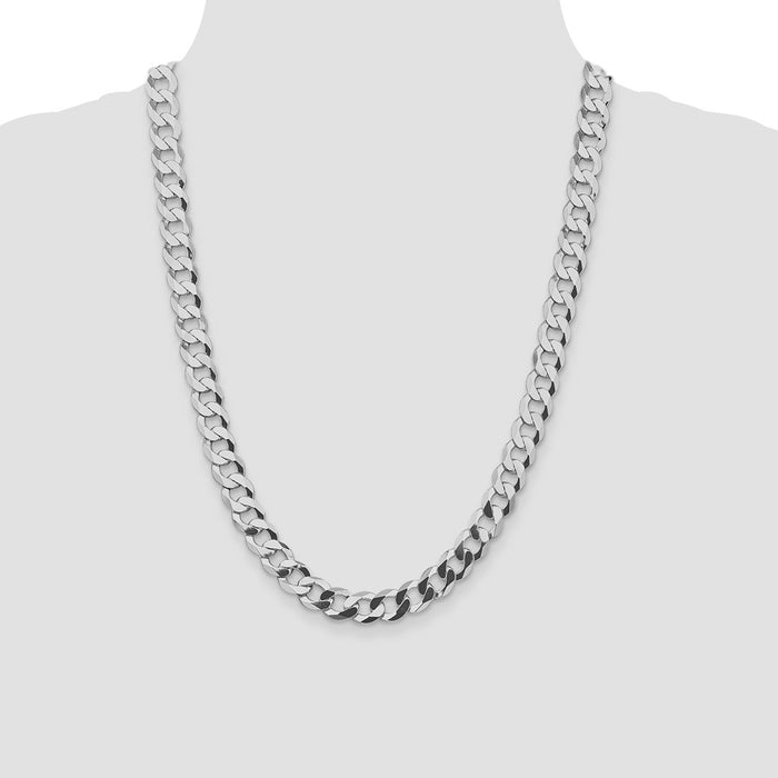 Buy Stylish 9.75mm Rhodium-Plated Sterling Silver Flat Curb Chain - Luxury Value-4