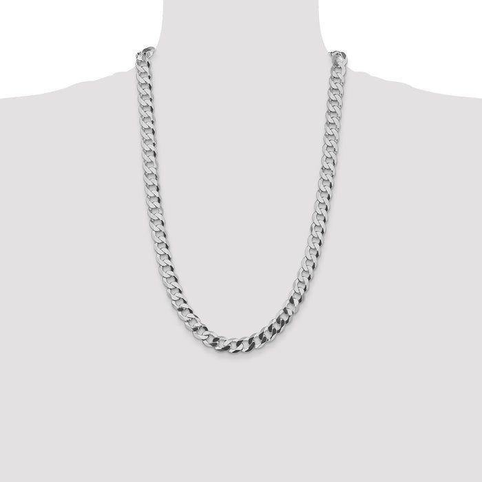 Buy Stylish 9.75mm Rhodium-Plated Sterling Silver Flat Curb Chain - Value!-4