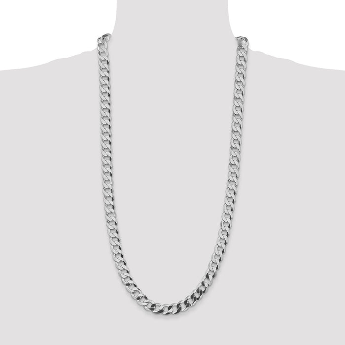 Buy Stylish Rhodium-Plated Sterling Silver 9.75mm Flat Curb Chain - Luxury Value!-4