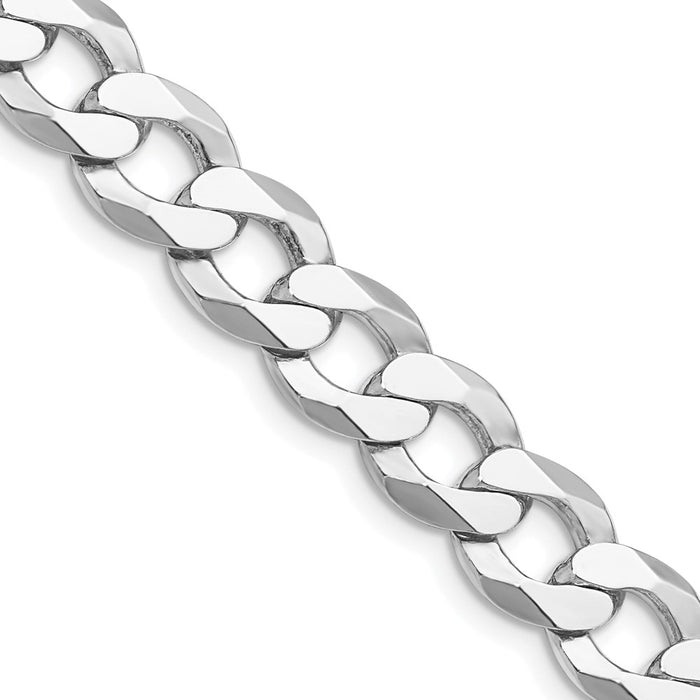 Buy High-Quality Rhodium-Plated Sterling Silver 9.75mm Flat Curb Chain - Stylish Value!-1