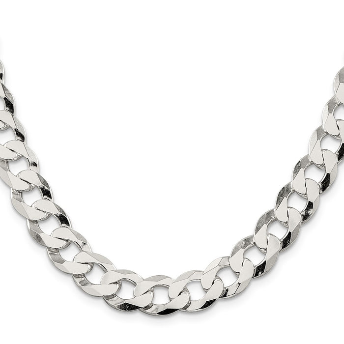 Buy Stylish 11.75mm Sterling Silver Flat Curb Link Chain - Affordable Luxury!-2