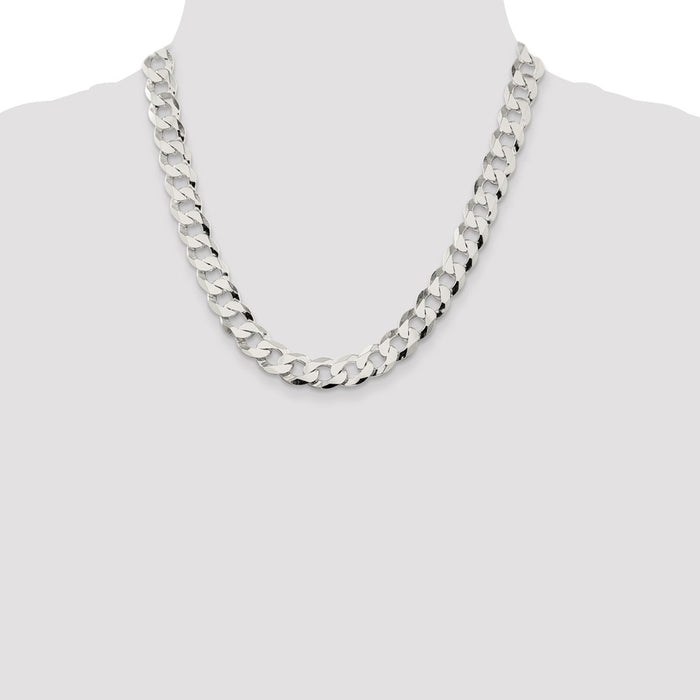 Exclusive 11.75mm Sterling Silver Flat Curb Link Chain - Stylish Value!-4