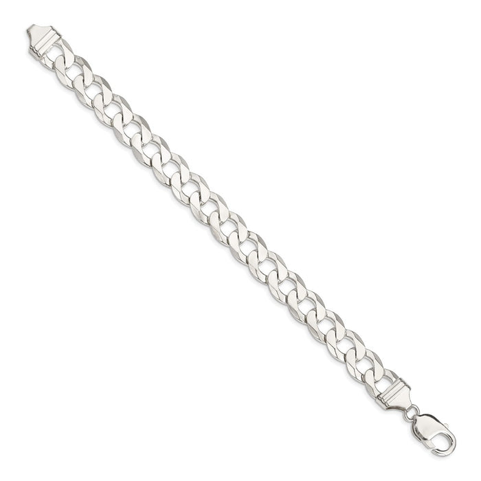 Buy Stylish 11.75mm Sterling Silver Flat Curb Link Chain - Affordable Luxury-2