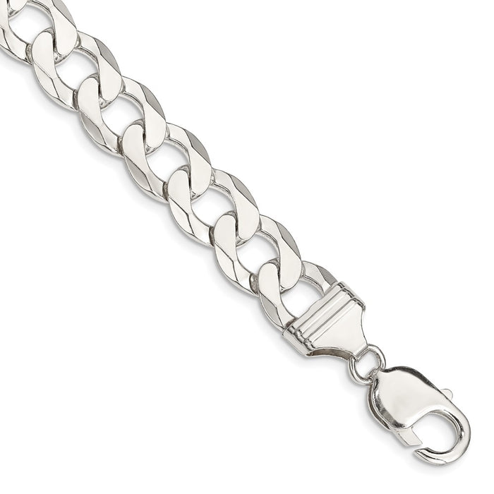 Buy Stylish 11.75mm Sterling Silver Flat Curb Link Chain - Affordable Luxury!-1