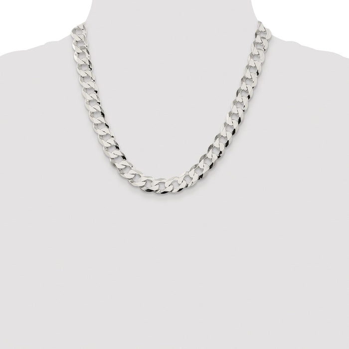 Buy Stylish Rhodium-Plated Sterling Silver 11.75mm Flat Curb Chain-4