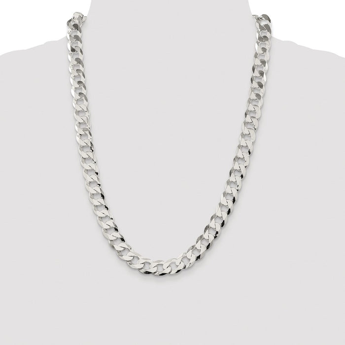 Exclusive Rhodium-Plated Sterling Silver 11.75mm Flat Curb Chain - Stylish Value-4
