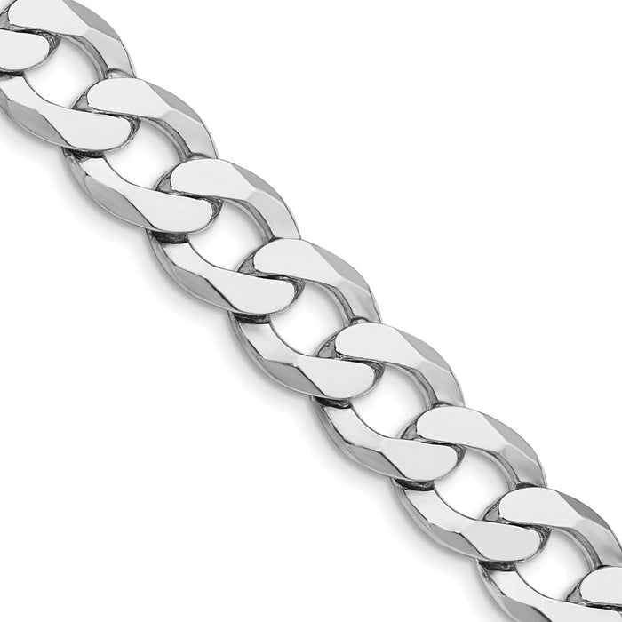 Exclusive Rhodium-Plated Sterling Silver 11.75mm Flat Curb Chain - Stylish Value-1