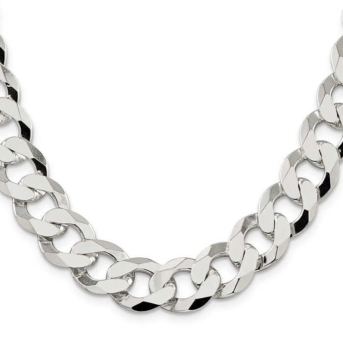 High-Quality 14mm Flat Curb Chain in Sterling Silver - Stylish & Affordable!-2
