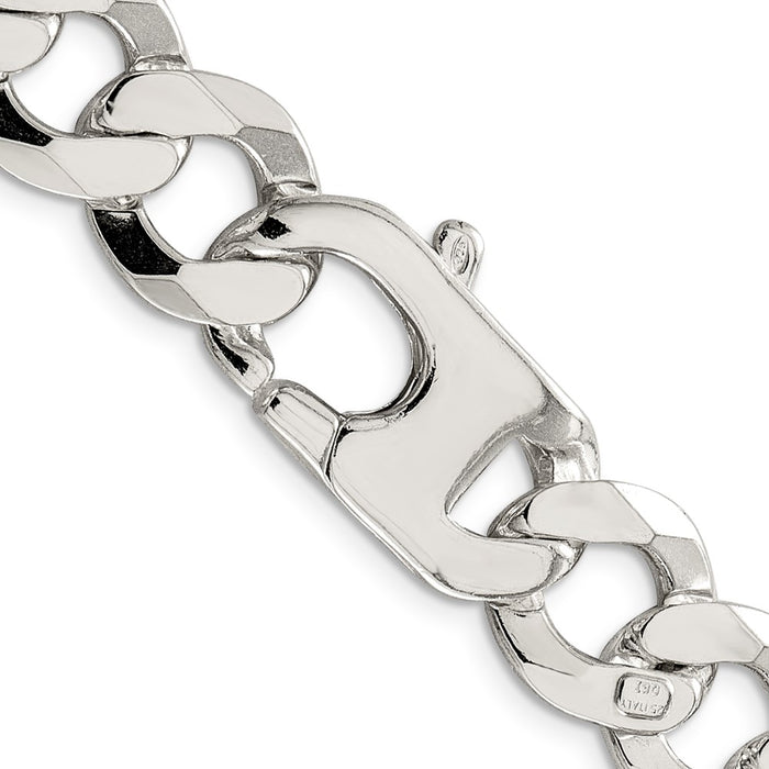 Buy Stylish 14mm Flat Curb Chain in Sterling Silver - Affordable Luxury Jewelry-3