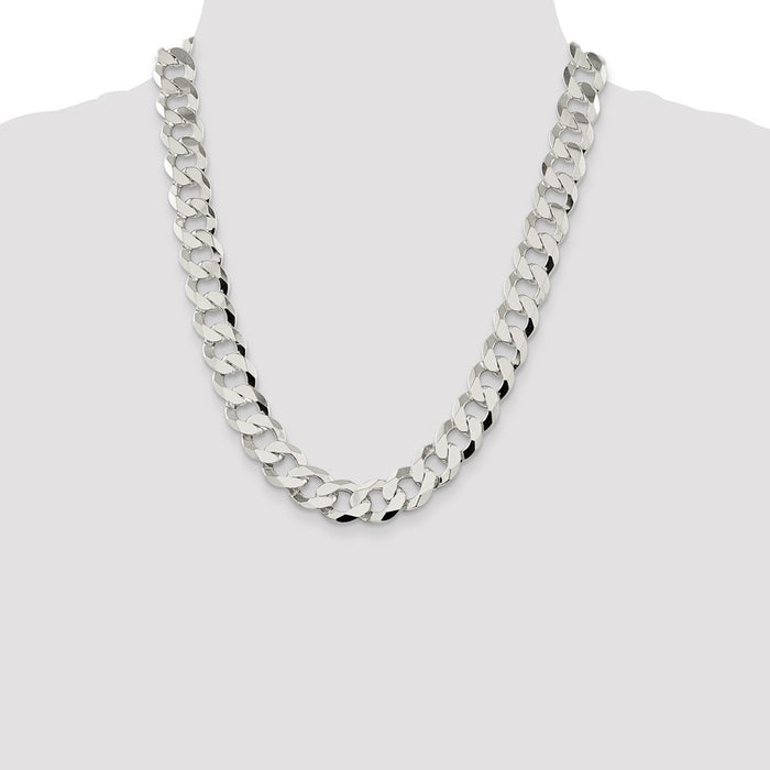 High-Quality 14mm Flat Curb Chain in Sterling Silver - Stylish & Affordable!-4
