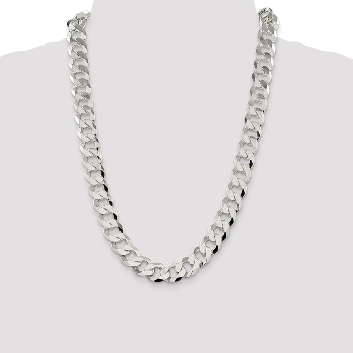 High-Quality 14mm Flat Curb Chain in Sterling Silver - Stylish & Affordable!-4