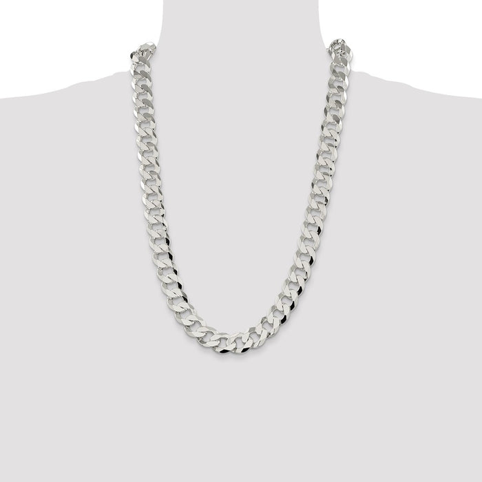 High-Quality 14mm Flat Curb Chain in Sterling Silver - Stylish & Affordable!-4