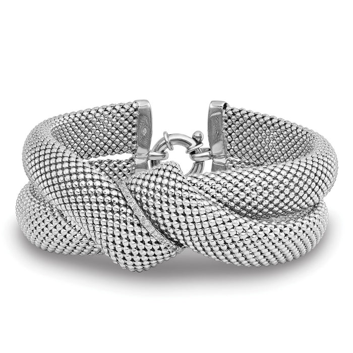Shop Stylish Rhodium-Plated Sterling Silver CZ Knot Bracelet - 7.5" Length-3