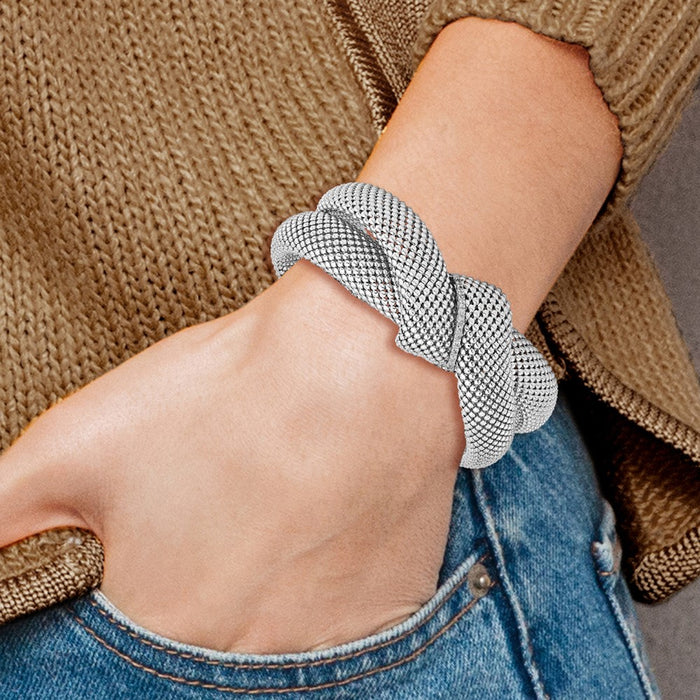 Shop Stylish Rhodium-Plated Sterling Silver CZ Knot Bracelet - 7.5" Length-5