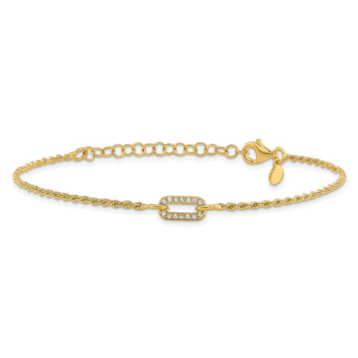Exclusive Polished 1.5-Inch Sterling Silver Gold-Plated Bracelet - Stylish CZ Accents-3