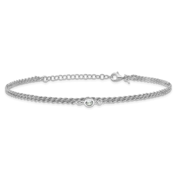 Shop Stylish 9-Inch Polished Sterling Silver CZ 2-Strand Bracelet - RH-Plated-3