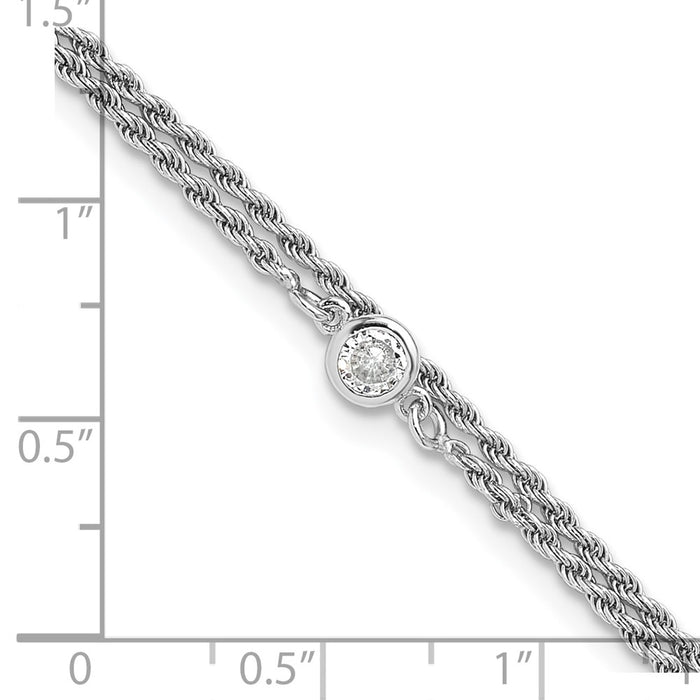 Shop Stylish 9-Inch Polished Sterling Silver CZ 2-Strand Bracelet - RH-Plated-5