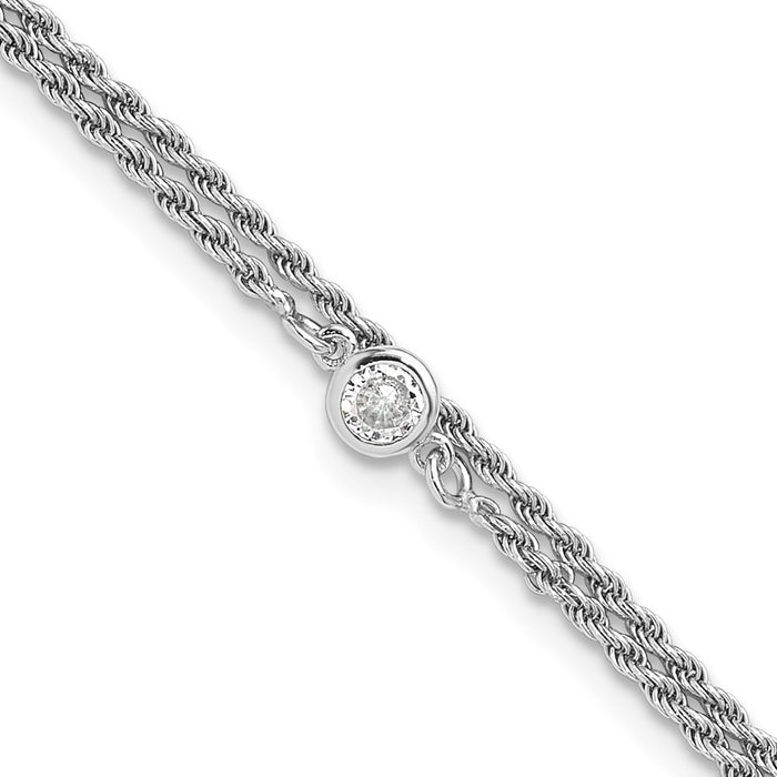 Shop Stylish 9-Inch Polished Sterling Silver CZ 2-Strand Bracelet - RH-Plated-1