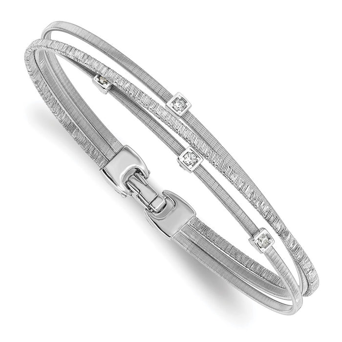 Shop Exclusive Rhodium-Plated Sterling Silver Bracelet with Stylish CZ Accents-1