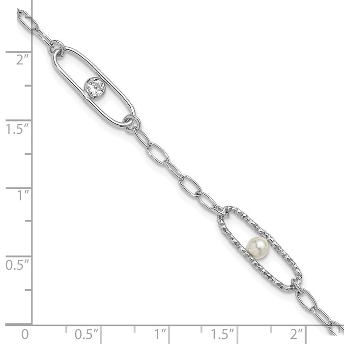 Shop Stylish Sterling Silver Rhodium-Plated Bracelet with CZ, 1-Inch Extension-5