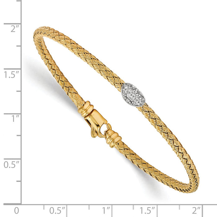 Order Luxury Gold-Tone Sterling Silver Woven Bracelet with CZ Accents-2