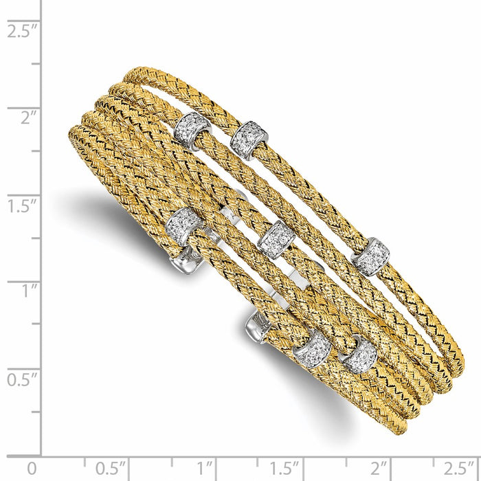 Shop Exclusive Rhodium-Plated Sterling Silver CZ Woven Cuff Bracelet - Stylish & Affordable-3