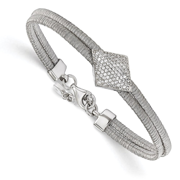 Shop Stylish Sterling Silver CZ Bracelet with 1-Inch Extension - Luxury Value!-1